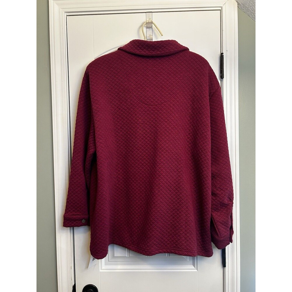 Muk Luks Womens 1X Burgundy Quilted Snap Front Shacket Jacket NWT Plus Size Cozy - Picture 12 of 16